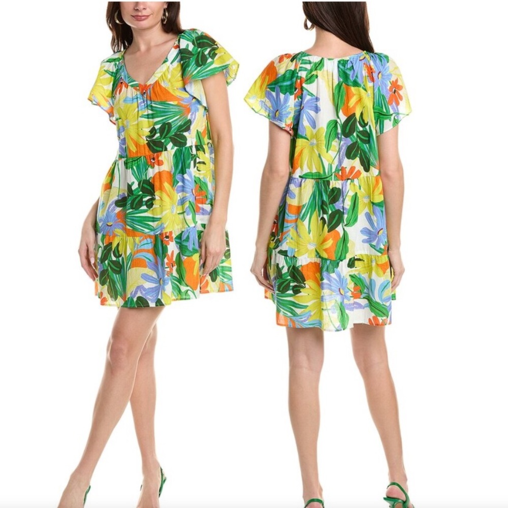 Velvet by Graham & Spencer Maeve Anthropologie Floral V-Neck Dress Size L Large